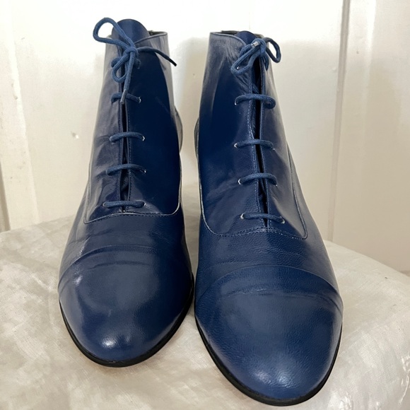 Vintage Deadstock 60s/70s Town & Country Royal Blue Leather Ankle Booties NWB - Picture 8 of 8